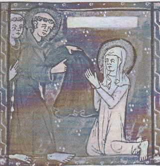 Sv. František uděluje roucho sv. Kláře (Život sv. Františka, kol. 1300)