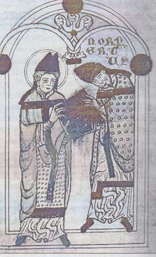 Norbert z Xanten dostává od Augustina řeholi augustiniánů (Vita s. Norberti, 12. stol.)