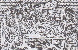 Kiduš. Posvěcení šabatu nebo svátku nad pohárem vína (Šeder zmirot u-virkat ha-mazon, Praha 1514)