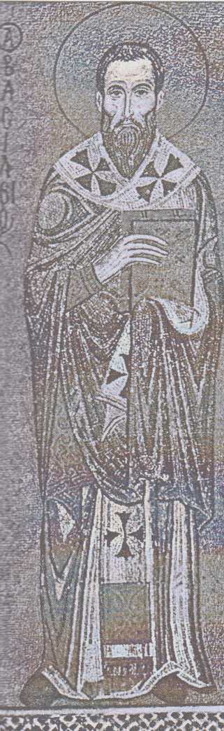 Zakladatel východního mnišství Basilios Veliký (mozaika, Palermo, 12. stol.)