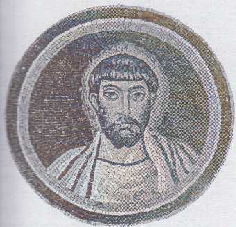 Jakub, syn Zebedeův (mozaika z Arcibiskupské kaple v Ravenně, konec 5. stol.)